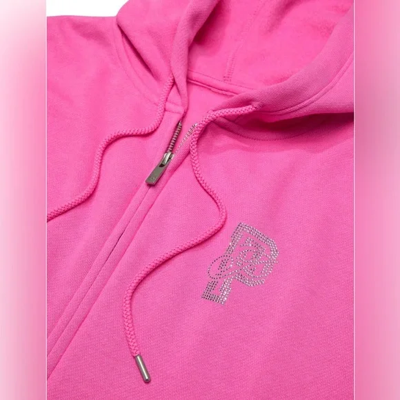 VS PINK LIMITED EDITION IVY FLEECE FULL ZIP HOODIE SLEIGH QUEEN BLING NWT HTF M - Picture 3 of 6